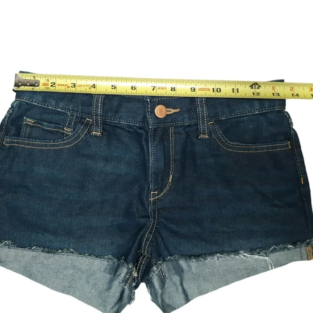 Old Navy Shorts Girls 12 Blue Denim‎ Dark Wash Cuffed Mid Rise Beach NWOT